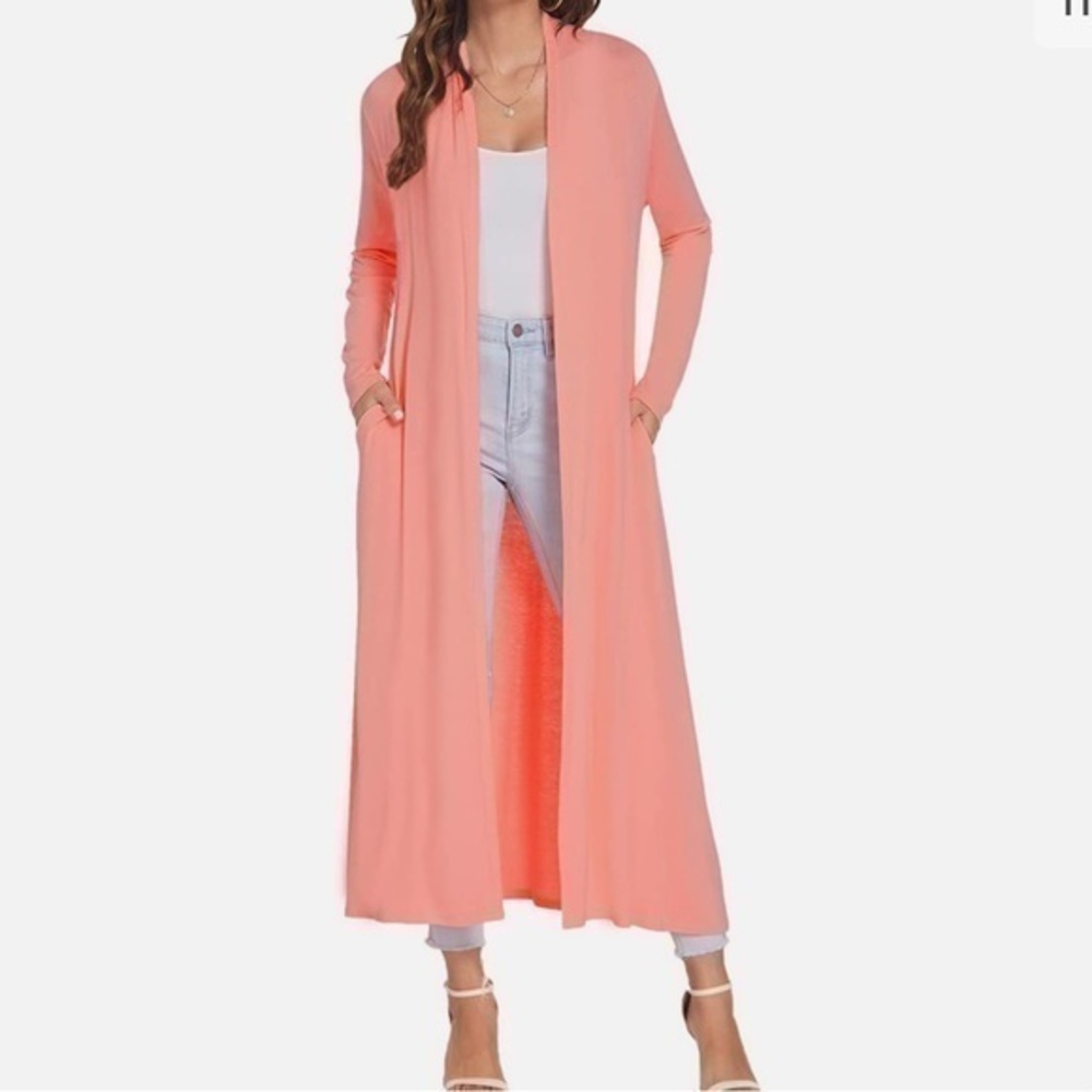 Bluetime Women Floor Length Open Front Drape Cardigan